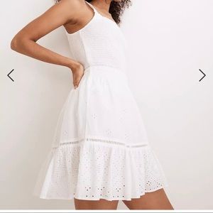 MADEWELL embroidered smock-waist ruffle mini skirt NWT